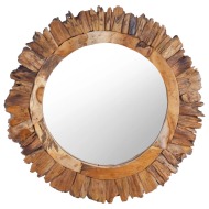 vidaXL Nástenné zrkadlo 60 cm okrúhle teakové drevo - cena, srovnání