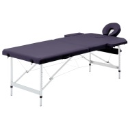 vidaXL Skladací masážny stôl 2-zónový fialový hliníkový - cena, srovnání
