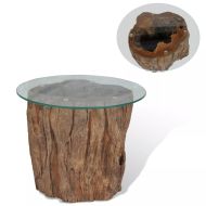 vidaXL Konferenčný stolík, teakové drevo a sklo, 50x40 cm - cena, srovnání