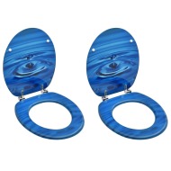 vidaXL WC sedadlá s poklopom 2 ks MDF modré dizajn s kvapkami - cena, srovnání
