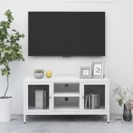 vidaXL TV skrinka biela 105x35x52 cm oceľ a sklo - cena, srovnání
