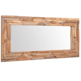 vidaXL Dekoratívne zrkadlo, teakové drevo 120x60 cm obdĺžnikové