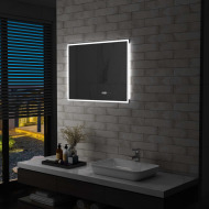 vidaXL Kúpeľňové LED zrkadlo s dotykovým snímačom a časovým displejom 80x60 cm - cena, srovnání