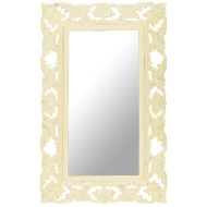 vidaXL Ručne vyrezávané zrkadlo biele 80x50 cm masívne mangovníkové drevo - cena, srovnání