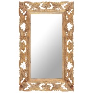 vidaXL Ručne vyrezávané zrkadlo hnedé 80x50 cm masívne mangovníkové drevo - cena, srovnání