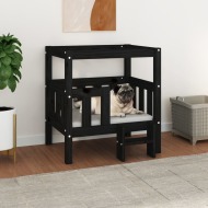 vidaXL Posteľ pre psa čierna 65,5x43x70 cm borovicový masív - cena, srovnání