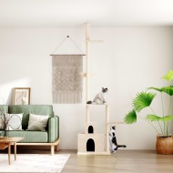 vidaXL Strom pre mačky od podlahy po strop krémový 250,5-276,5 cm - cena, srovnání