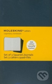 Moleskine - sada 3 malých štvorčekovaných zápisníkov (modrá väzba)