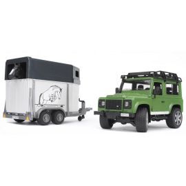 Bruder Land Rover Defender + vozík na prevoz koňa 02592