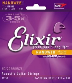 Elixir Acoustic Nanoweb 80/20 Bronze 12-String Extra Light