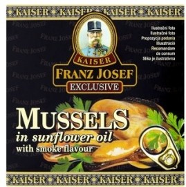 Escurís Kaiser Franz Josef Exclusive Mušle v slnečnicovom oleji s údenou príchuťou 80g