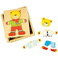 Bigjigs Drevené obliekacie puzzle v krabičke – Pán Medveď - cena, srovnání