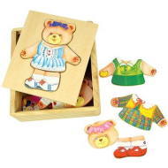 Bigjigs Drevené obliekacie puzzle v krabičke - Pani Medvedica - cena, srovnání