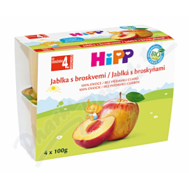 Hipp BIO 100% Ovocie Jablká s broskyňami 4x100g