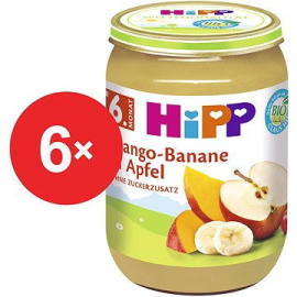 Hipp BIO Jablká s mangom a banánmi 6x190g