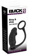 Black Velvet Silicone Ring & Plug with Vibration - cena, srovnání