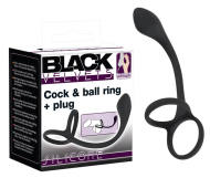 Black Velvet Cock & Ball Ring +Plug