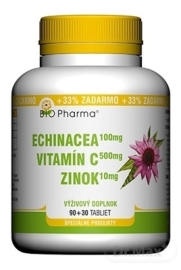 Bio-Pharma Echinacea + Vitamín C + Zinok 120tbl