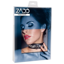 Zado Fetish Leather Collar with Rhinestones