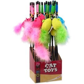 Magic Cat Mávatko Myška bavlna s catnip 9cm + 45cm 24ks