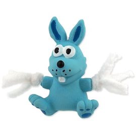 Dog Fantasy Latex mini králik modrý so zvukom 7cm