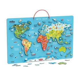 Viga Drevená mapa sveta s tabuľou