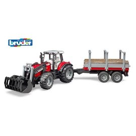 Bruder Farmer - Massey Ferguson traktor s vlekom