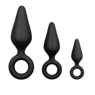 Easytoys Black Buttplugs with Pull Ring Set - cena, srovnání