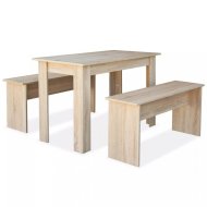 vidaXL Jedálenský stôl s lavicami Dub