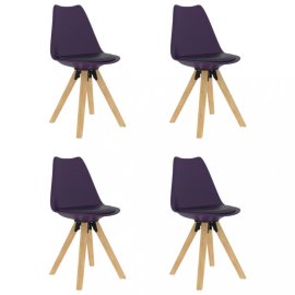 vidaXL Jedálenská stolička 4 ks plast / umelá koža / buk