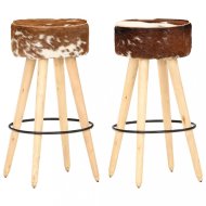 vidaXL Barové stoličky 2 ks drevo / pravá koža 288085 - cena, srovnání