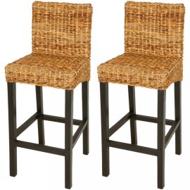 vidaXL Barové stoličky 2 ks banánové vlákno / drevo 242687