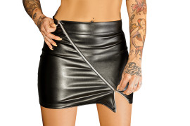 Noir Handmade F126 Ecoleather Miniskirt with 2-way Zipper Ruler