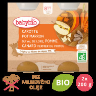 Babybio Mrkva, tekvica a jablká s kačacím mäsom 2x200g - cena, srovnání