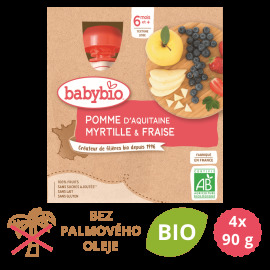 Babybio Kapsička jablko, čučoriedky, jahody 4x90g