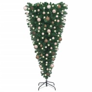 vidaXL Obrátený umelý vianočný stromček s LED a súpravou gulí 120cm - cena, srovnání