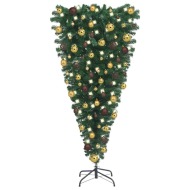 vidaXL Obrátený umelý vianočný stromček s LED a súpravou gulí 150cm - cena, srovnání