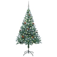 vidaXL Omrznutý umelý vianočný stromček s LED, súpravou gulí a šiškami 150cm - cena, srovnání