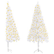 vidaXL Rohový umelý vianočný stromček s LED biely 210cm PVC - cena, srovnání