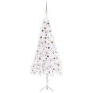 vidaXL Rohový umelý vianočný stromček s LED s guľami biely 240cm PVC - cena, srovnání