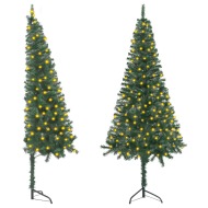 vidaXL Rohový umelý vianočný stromček s LED zelený 240cm PVC - cena, srovnání