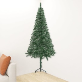 vidaXL Rohový umelý vianočný stromček zelený 240cm PVC