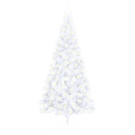 vidaXL Umelý polovičný vianočný stromček LED podstavec biely 180cm PVC - cena, srovnání