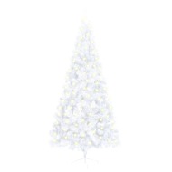 vidaXL Umelý polovičný vianočný stromček LED podstavec biely 210cm PVC - cena, srovnání