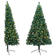 vidaXL Umelý polovičný vianočný stromček s LED a podstavcom zelený 180cm PVC - cena, srovnání