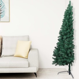 vidaXL Umelý polovičný vianočný stromček s podstavcom zelený 240cm PVC