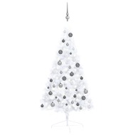 vidaXL Umelý pol vianočný stromček s LED a guľami biely 120cm PVC - cena, srovnání