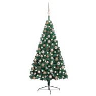 vidaXL Umelý vianočný pol stromček s LED a sadou gulí zelený 120cm - cena, srovnání