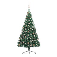 vidaXL Umelý vianočný pol stromček s LED a sadou gulí zelený 150cm - cena, srovnání