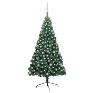 vidaXL Umelý vianočný pol stromček s LED a sadou gulí zelený 210cm - cena, srovnání